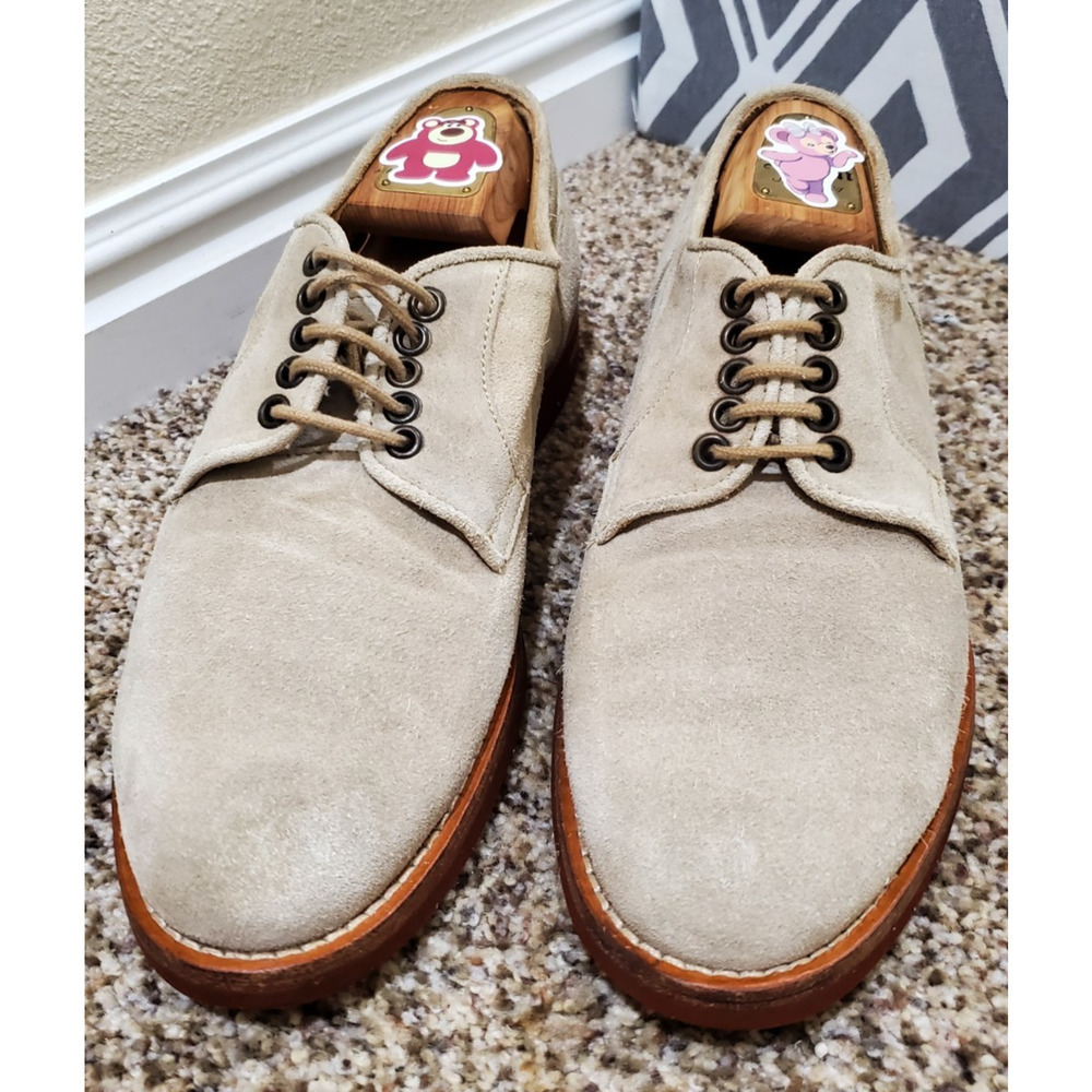 Barneys New York Men’s 7.5 M Beige Suede Derby Shoes Made in Italy Lace Up